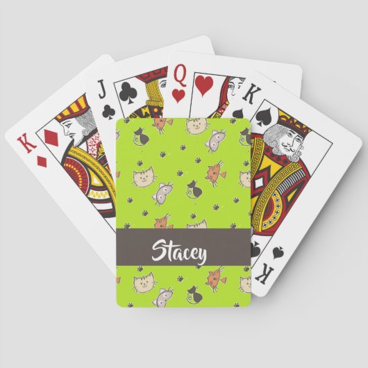 Kuffelkatten op groen pokerkaarten (Achterkant)