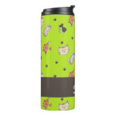 Kuffelkatten op groen thermosbeker (Gedraaid links)