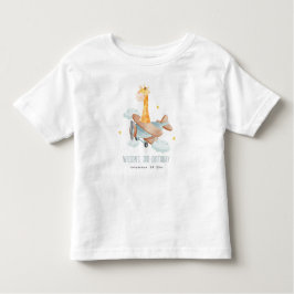 Kuffenblauw vliegend boven Giraffe dierlijk gewas Kinder Shirts