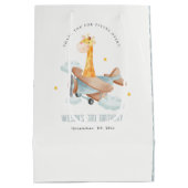 Kuffenblauw vliegend boven Giraffe dierlijk gewas Medium Cadeauzakje (Achterkant)