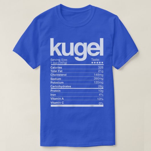 Kugel Nutritional Facts Jewish Hanukkah Chanukah P T-shirt (Design voorkant)