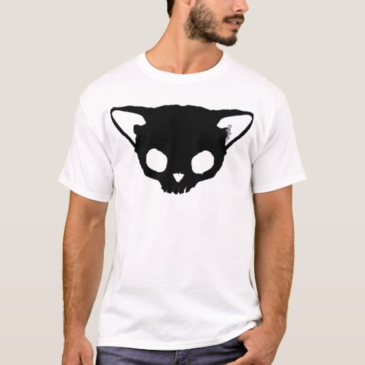 Kuginh™ Black Cat Skull T-shirt (Voorkant)