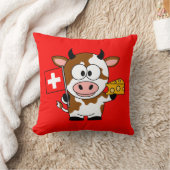 Kuh mit Käse und Schweizer Fahne Kussen (Deken)