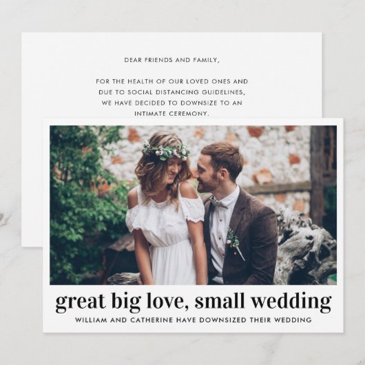 Kühn Grote Grote Liefde Kleine Trouwfoto Downsized Aankondiging (Voorkant / Achterkant)