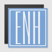 Kühn Modern 3 Initiaal Monogram | Zachtblauw Magnetische Uitnodiging (Voorkant / Achterkant)