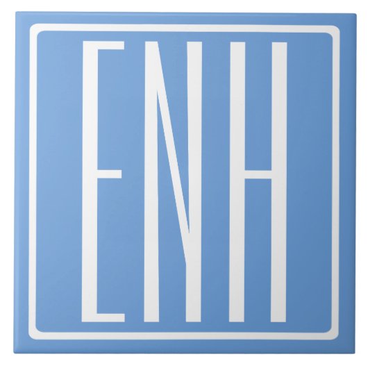 Kühn Modern 3 Initiaal Monogram | Zachtblauw Tegeltje (Voorkant)