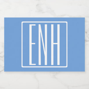 Kühn Modern 3 Initiaal Monogram   Zachtblauw Voedselcontainer Etiket