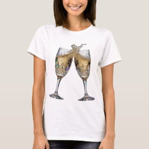 Kühn Zilveren CHAMPAGNE TOOST Artistiek Motief T-shirt