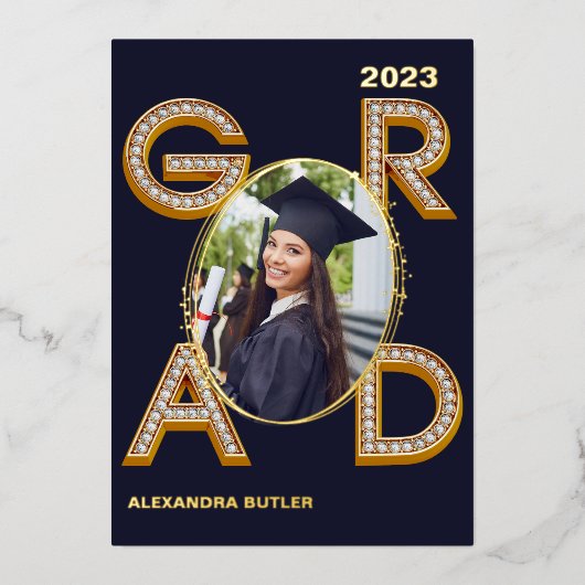 Kühne moderne marine foto afstudeerklas van 2023 folie uitnodiging (Voorkant)