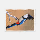 Kuif blauwe en rode vogel op tak fleece deken (Voorkant (Horizontaal))