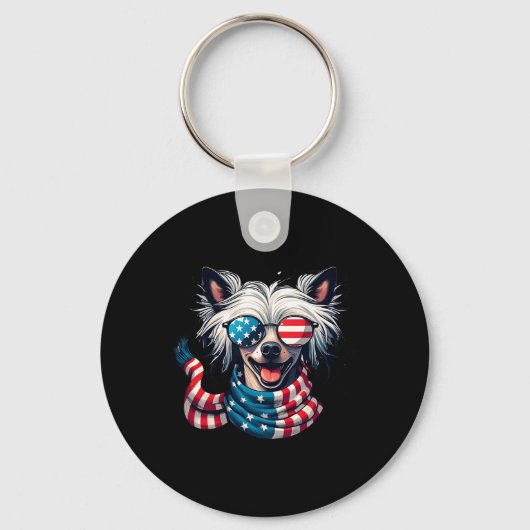 Kuif Liefhebber Us Vlag 4e Juli Patriottisch Sleutelhanger (Voorkant)