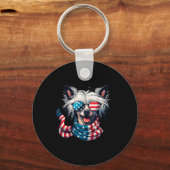 Kuif Liefhebber Us Vlag 4e Juli Patriottisch Sleutelhanger (Voorkant)