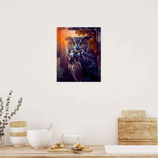 Kuif Owl in Forest Natuur Wildlife Bird Animal Poster (Keuken)