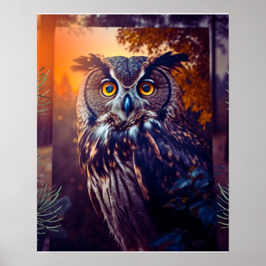 Kuif Owl in Forest Natuur Wildlife Bird Animal Poster (Voorkant)