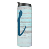 Kuifblauwe en zilvermonogram thermosbeker (Geroteerd rechts)