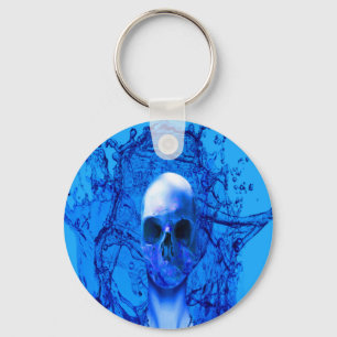 Kuifblauwe schedel sleutelhanger