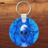 Kuifblauwe schedel sleutelhanger (Voorkant)