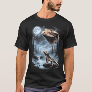 Kuifgekko die naar de maan huilt 90's t-shirt