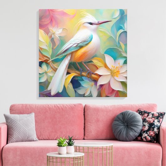 Kuifgouden Staart Fantasie Vogel Canvas Afdruk (Insitu (Woonkamer))