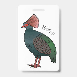 Kuifhoen vogel cartoon illustratie badge