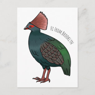 Kuifhoender vogel cartoon illustratie briefkaart