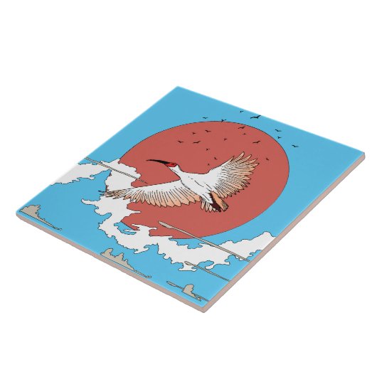 Kuifibis in vlucht tegeltje (Zijkant)