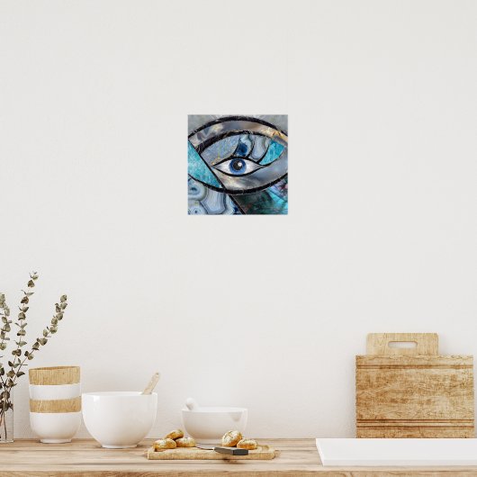 Kuifje Evil Eye Amulet Mineral Textures Collage Poster (Keuken)