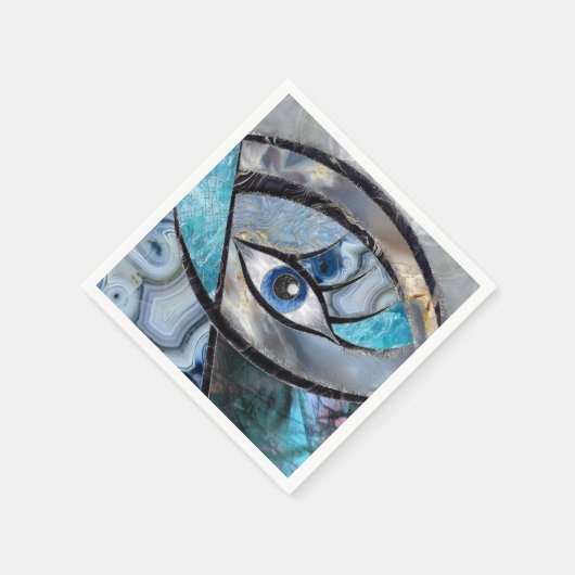 Kuifje Evil Eye Amulet Mineral Textures Collage Servet (Hoek)
