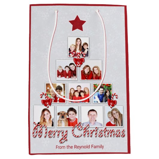 Kuifje kerstboom met snoepriet Foto collage Medium Cadeauzakje (Voorkant)