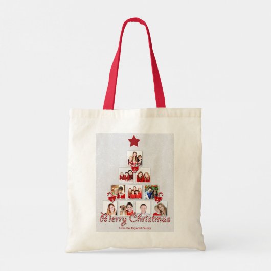 Kuifje kerstboom met snoepriet Foto collage Tote Bag (Achterkant)