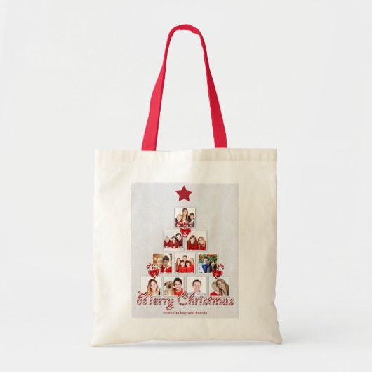 Kuifje kerstboom met snoepriet Foto collage Tote Bag (Voorkant)