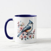 Kuifmees Vogelmok Florale Cadeau Mok (Links)