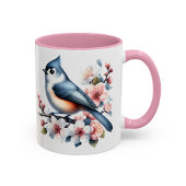 Kuifmees Vogelmok Florale Cadeau Mok