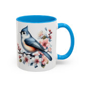 Kuifmees Vogelmok Florale Cadeau Mok
