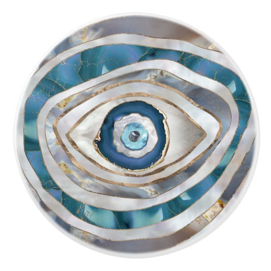 Kuifogen Minerale texturen en goud Keramische Knop (Voorkant)