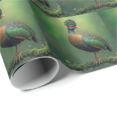 Kuifpatrijsvogel op een tak cadeaupapier (Rol Hoek)