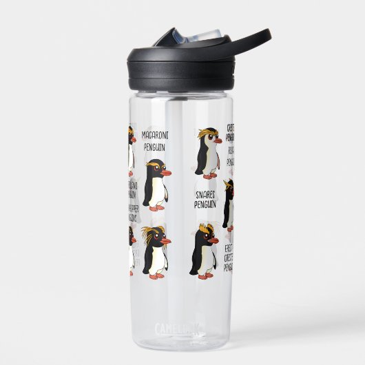 Kuifpinguïns - alle soorten met tekst waterfles (Links)