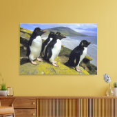 Kuifpinguïns, (Eudyptes chrysocome), Canvas Afdruk (Insitu (Woonkamer))