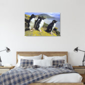 Kuifpinguïns, (Eudyptes chrysocome), Canvas Afdruk (Insitu (Slaapkamer))