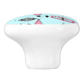 Kuifroze en grijs patroonkeramische knop (Zijkant)