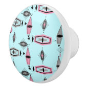 Kuifroze en grijs patroonkeramische knop (Rechts)