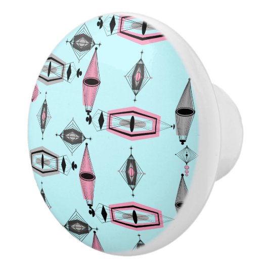 Kuifroze en grijs patroonkeramische knop (Rechts)