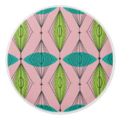 Kuifroze Ogee & Starbursts keramische knop (Voorkant)