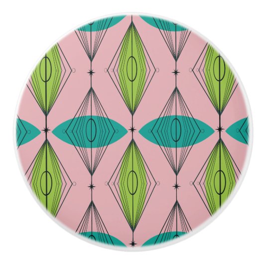 Kuifroze Ogee & Starbursts keramische knop (Voorkant)