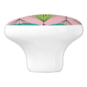 Kuifroze Ogee & Starbursts keramische knop (Zijkant)