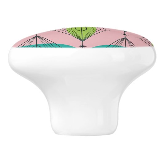 Kuifroze Ogee & Starbursts keramische knop (Zijkant)