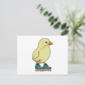 Kuiken als inline skater met inline skates briefkaart (Staand voorkant)