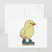 Kuiken als inline skater met inline skates briefkaart (Voorkant / Achterkant)