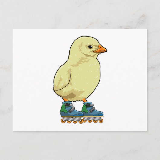 Kuiken als inline skater met inline skates briefkaart (Voorkant)