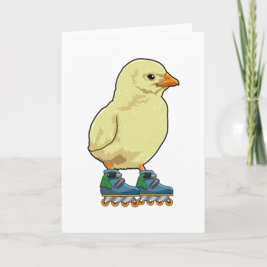 Kuiken als inlineskater met inline skates kaart (Voorkant)